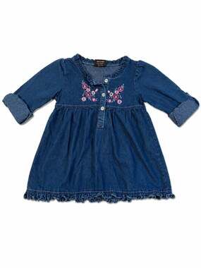 DDG Darlings Girl's Embroidered Floral Denim Dress Size 4T